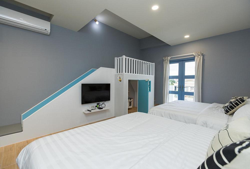 Blue White Apartment Wujie Bagian luar foto